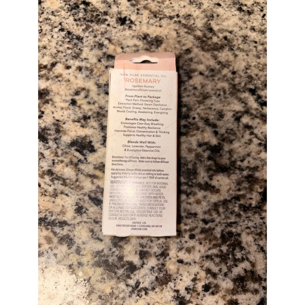 Sparoom 100% Pure Rosemary Essential Oil .25 fl oz GC/MS Tested Purity